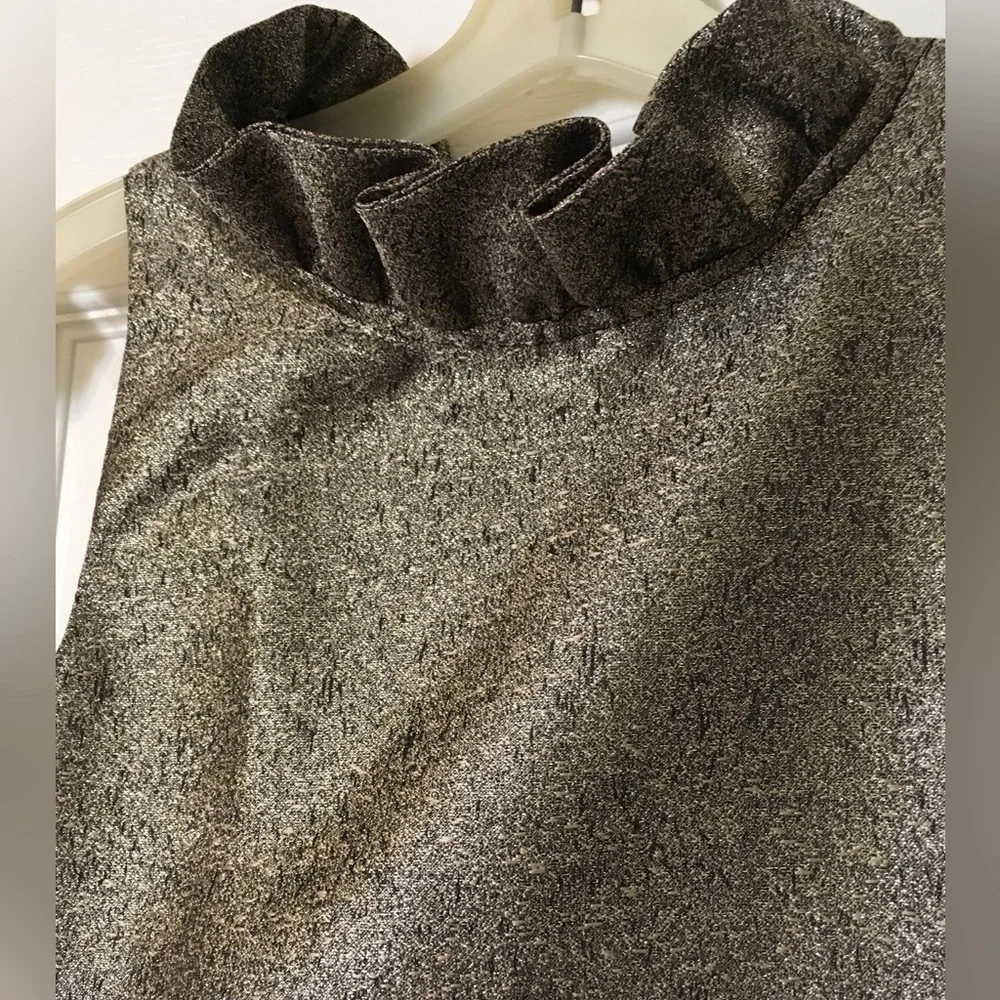 Tuckernuck Pomander Place Gold metallic Mason blouse L - Picture 6 of 15
